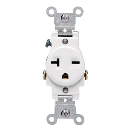 Leviton Straight Blade Receptacle, 6-20R, 20 A, 250V AC, 2 Pole, 3 Wire, Grounded S02-05821-WSP